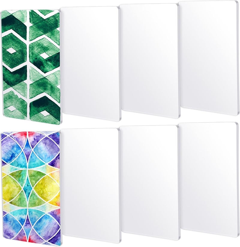 Threlaco 8 Pack Monoprinting Print Plates 5 x 3 Inch Reusable Silicone Plate Class Printing Plates for Press Art Printmaking for Card Making, Scrapbooking, Art Craft Scrapbooking and Journaling - Image 1